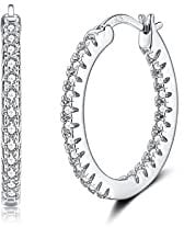 Creolen Silber Damen Ohrringe, 925 Silber Creolen mit AAA Zirkonia Damen Schmuck Geschenke Durchmesser 15mm
