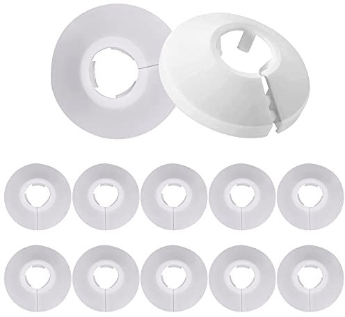 12Pcs Radiator Pipe Covers Pipe White Plastic Radiator Pipe Collars Hole Cover Radiator Floor Pipe Cover Decoration Radiator Collars Radiator Pipe Sleeve Cover for 14-15-16mm Diameter Pipe Wall Cover