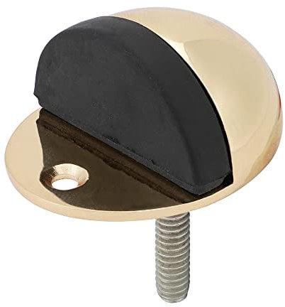 TIMCO Oval Door Stop - Polished Brass - Floor Mounted - Protective Rubber Buffer tip - 47mm