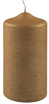 Fink - Kerze, Stumpenkerze - Paraffin - Farbe: Gold, gebürstet - (ØxH) 8 x 15 cm