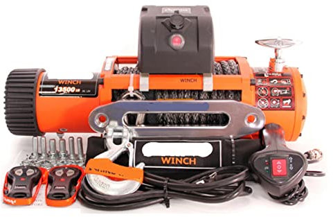 DOLUNTO 12v 13500 LB treuil électrique Lourde VTT Remorque de câble à Corde en Nylon à Haute Tenue treuil électrique