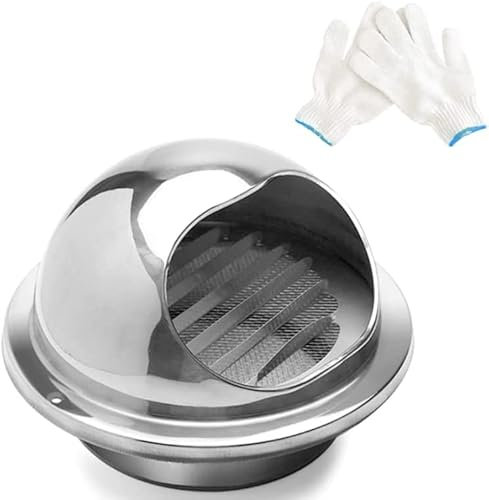 Hon&Guan 120 mm Griglia di Ventilazione Rotonda in Acciaio Inox con Rete Anti Insetti, Griglia Aerazione Tonda Griglia Di Scarico da parete per Cucina, Camino, Parete Cappa D'aria, Protezione Meteo