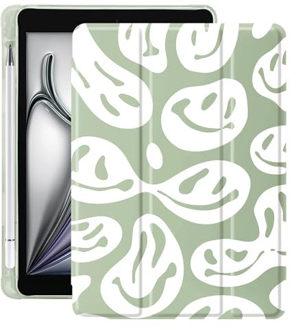 Idocolors Funny Ghost Face Pad Hülle für 10,2 Zoll iPad 9./7./8. Generation, Clear TPU Triple Adjustable Stand Back Cover mit Stifthalter, Auto Wake/Sleep iPad 2021/2020/2019 Hülle