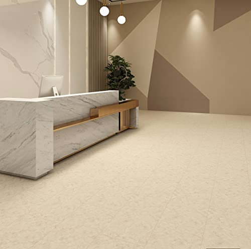 Hengrow SPC Vinyl Boden PVC Klick Bodenbelag Vinyl-Designboden Massivdiele 5 mm stark,0,5 mm Nutzschicht,Fußbodenheizung geeignet 2.605m² Marmoreffekt - Beige