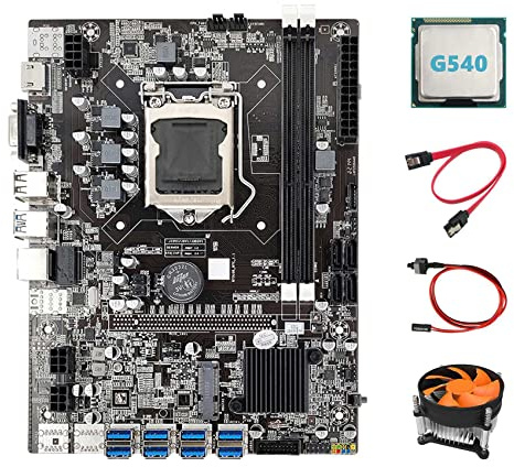 Nicfaky B75 ETH Mining Motherboard+G540 CPU+Fan+ Cable+Switch Cable LGA1155 8XPCIE USB Adapter MSATA DDR3 B75 Motherboard