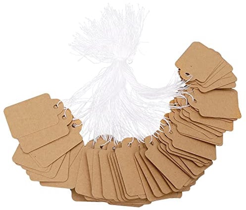 500 Stück Preisschilder Anhänger 3.5×2.2cm Etiketten Kraftpapier Geschenkanhänger Preisetiketten Klein Preis Schildern Etiketten Handmade Hängeetiketten Mit Schnur Für Kleidung Schmuck Display