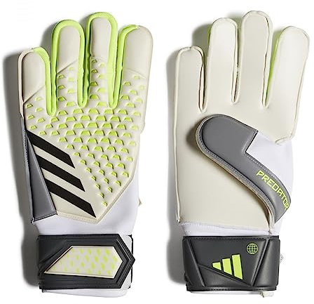 Adidas Unisex Goalkeeper Gloves (W/O Fingersave) Pred Gl MTC, White/Lucid Lemon/Black, IA0875, 8-