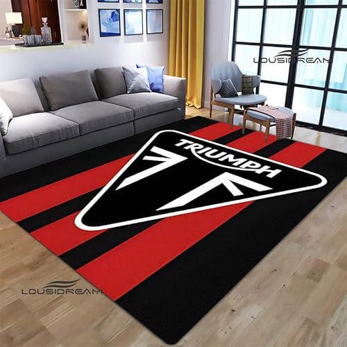 bailongma T-Riumph Motorrad Logo Gedruckter Flanellteppich Schönes rutschfestes Türpolster Yogamatte Anime Teppich D407 120×180CM