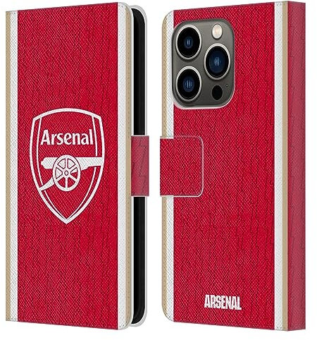 Head Case Designs Officially Licensed Arsenal FC Home 2023/24 Crest Kit Leather Wallet Case Compatible With Apple iPhone 14 Pro