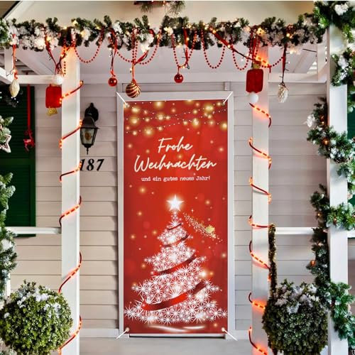 COLOFALLA 90x200cm Weihnachtsbanner Weihnachten Banner Tür Frohe Weihnachten Banner Outdoor Indoor Weihnachtsdeko Geschenke für Weihnachten Dekoration