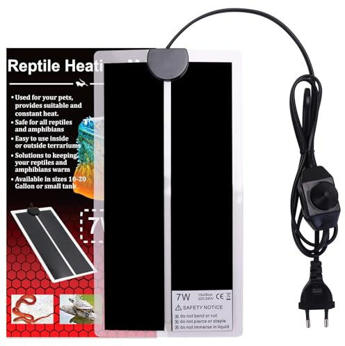 AIICIOO Reptilienheizung Elektrische Heizmatte Tankwärmer mit Thermostatschalter- Terrarium Heizkissen Aquarium Heizmatte für Pflanzen Reptilien Eidechsen Schildkröten Schlangen 7W 15 * 28cm