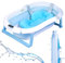 LinaSmile® Baby-Badewanne mit Thermometer, Gestell und Kissen - rutschfest und faltbar - 0-2 Jahre - Blau