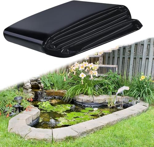 MISKYN Teichfolie,Gartenteich Teichplane,Große Fischteichfolie,Schwarze Folie Garten,Teichfolie 3X3m,Baufolie Extra Stark,Für Fischteiche,Brunnen,Wassergarten Und Wasserfall,4 * 8m