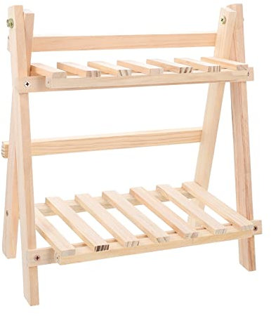 WOFASHPURET Double Wooden Shelf Desktop Ladder Shelf Shelves for Plants Vanity Tray Indoor Plant Stand Wooden Serving Trays Flower Pots Stand Storage Shelf Student Multi-layer Desktop Shelf