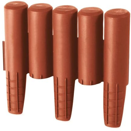 Garden Edging Lawn Flowerbed Border Fence Patio Fencing Landscape Weather Resist Hammer In Easy to Mount (8 PK Cylindrical Edging(Terracotta))