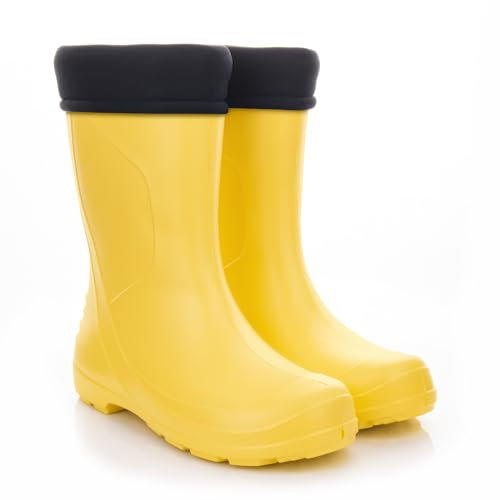 Lemigo Stivali da Pioggia Molto Leggeri da Donna in Schiuma EVA con Fodera Interna DAKOTA 36-42 EU (Giallo, 39)