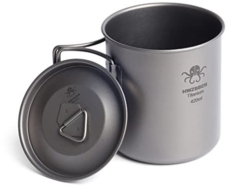 SIUKE Tasse en Titane de 420 ML avec poignées Pliables Tasse à Eau légère pour la pêche au Camping en Sac à Dos