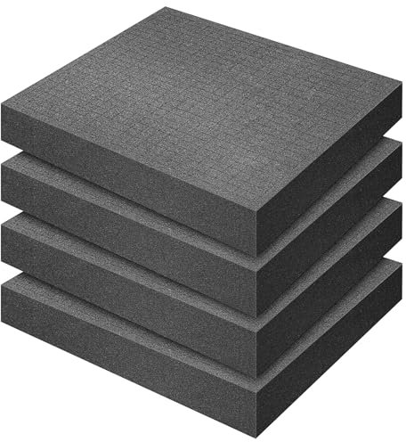 YushengTai 4 Piezas Espuma Precortada, 30 x 30 x 5cm Esponja de Poliuretano PU Negro para Estuche Caja Herramientas, Precortada Cubo Espuma para Cámara Organizador Herramientas Espuma