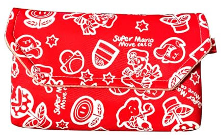 Valley Of The Sun New3DSXL weiche Aufbewahrungstasche für neue 3DS New3DS XL/LL, 3DSXL 3DSLL Handheld-Konsolen, große Handarbeit, Mario-Edition-Kapazität, wasserdicht, tragbare Schnapptasche, Rot