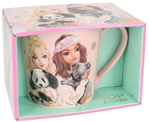 Depesche 12906 TOPModel Wild Motivo de Modelo e inscripción, Taza de Porcelana Rosa con asa, Capacidad Aprox. 300 ml, Multicolor