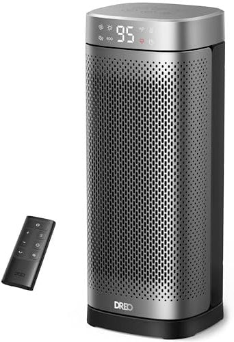 Dreo 16 Inch Electric Heater, Energy Efficient Space Heaters with Thermostat, 70° Oscillating Remote Control 3-Mode Tip-over & Overheat Protection, Silent Ceramic Fan Heater for Home