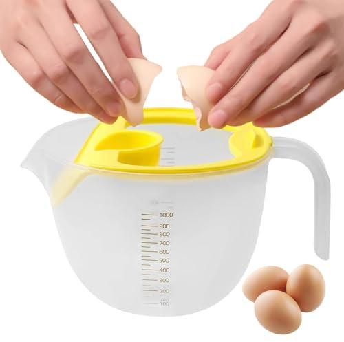 Eierschlagbecher, 1L Messbecher mit Skala, Filter-Messbecher, Messen Sie den Flüssigkeitsbehälter mit einer Skala, eingebauter Rührschüssel, Backwerkzeug, Eier-Schneebesen-Schüssel