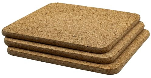 Go4Cork Cork Square Trivet - 195x195x10mm (7,68x7,68x0,39), Pack of 3 | Heat Resistent, Reusable, Easy to Clean