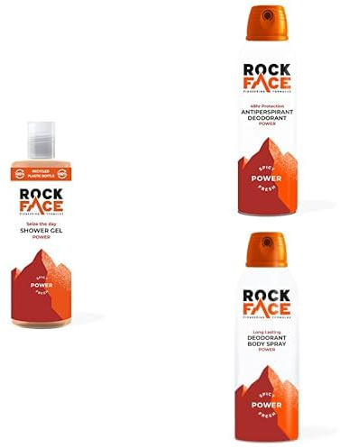 Rockface Power Kit for Men | Shower Gel, Deodorant & Body Spray | Fresh Spicy Scent