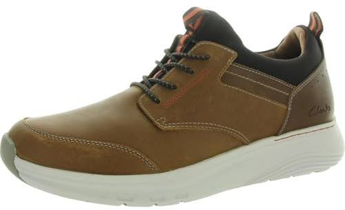 Clarks Men's Motion Trek Ez Sneaker, Dark Tan Leather, 12 Wide