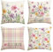 Artoid Mode Blumen Vase Blätter Frühling Kissenbezüge 4er Set, 50x50 cm Sommer Strifen Tupfen Sunshine Zierkissenbezug Couch Wohnzimmer Deko