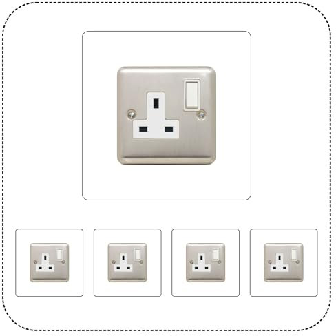 Set of 5 Single Socket Surround, Acrylic Back Panel or Plate, Protect Wall from Finger Prints, Choose from 18 Colours (White)