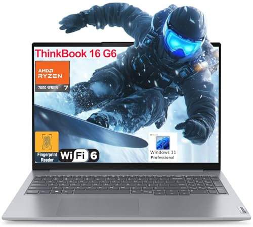 Lenovo ThinkBook 16 G6 16 FHD+ Ordinateur portable, AMD Ryzen 7 7730U (Beat i7-1360P), 32 Go de RAM DDR4, SSD PCIe 1 To, WiFi 6, Bluetooth 5.3, Type-C 3.2, lecteur d'empreintes digitales, Windows 11