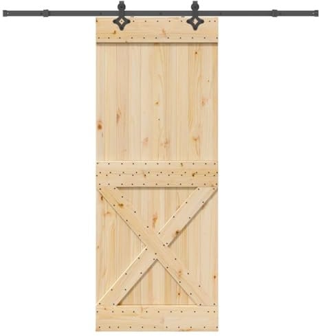 vidaXL Puerta corredera con herrajes madera maciza de pino 90x210 cm
