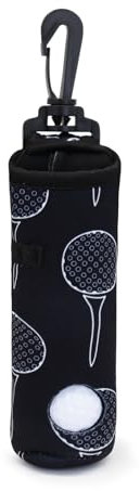 AfitLulu Golf Ball Bag with Hanging Clip Buckle for 3 Golf Balls, Waterproof Golf Ball Storage Bag Portable Golf Tee Bag Golf Accessories Valuable Golf Gifts for Men Women (Black)