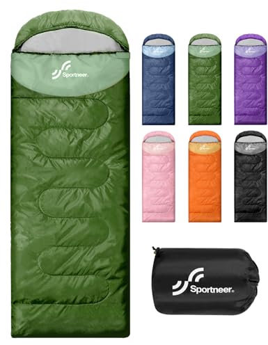 Schlafsack Outdoor - Sportneer Schlafsack Erwachsene und Kinder - Schlafsack Winter, Schlafsäcke, Camping Sleeping Bag Deckenschlafsack Leicht Tragbar für Camping Wandern Rucksackreisen