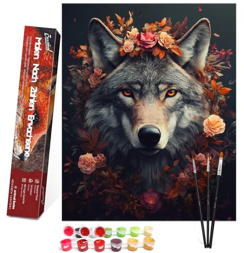 Bougimal Peinture par Numero Adulte Animal, Sans Cadre inclure Pinceaux et Acryliques Peintures - 40x50 cm, Loup 2