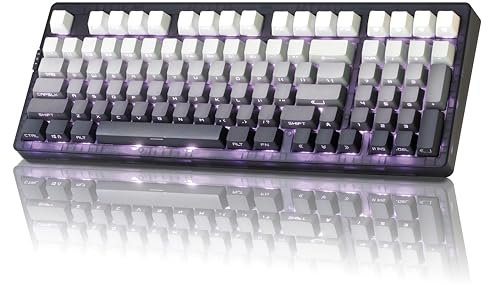 ZORNHER ZH980 Teclado mecánico inalámbrico para juegos, 95% blanco y negro, teclado cremoso personalizado intercambiable en caliente con almohadilla de números, teclas PBT iluminadas, interruptores
