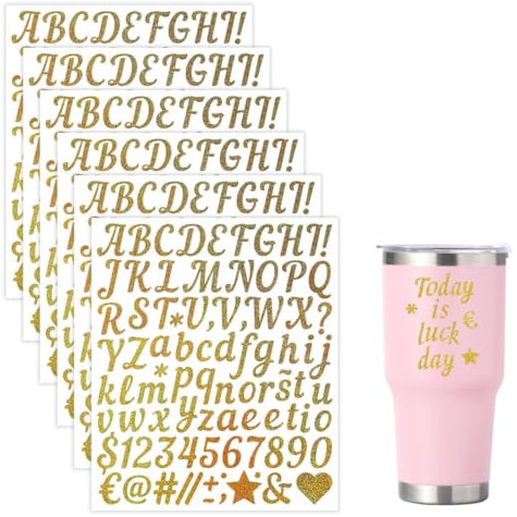 OUDQFCJ 6 Blätter Goldene Glänzende Selbstklebende Buchstaben Aufkleber, Wetterfeste Vinyl Sticker, DIY Klebebuchstaben Für Tür, Briefkasten, Wunschtext Aufkleber