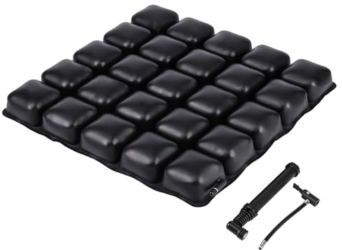 Cuscino gonfiabile ad aria, regolabile, per alleviare la pressione, per dolori al coccige e alla sciatica, portatile, per sedia a rotelle, auto, ufficio e casa (M, 42 x 42 cm)