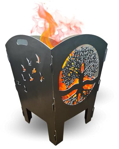 Terma Sahldesign Feuerkorb Lebensbaum Höhe 70cm sehr Massive Ausführung, Feuerstelle für den Garten Grill Funktion, Feuerschale, Feuertonne, Grillzubehör