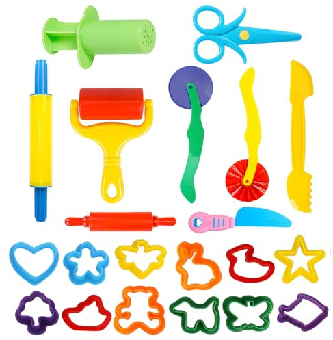 Playdough Accessories,Playdough,21 Pcs Playdough Set Includes Roller Rolling Pins Dough Extruder Animal Molds,Kids DIY Creation Play Dough Tools for Toddlers Boys Girls