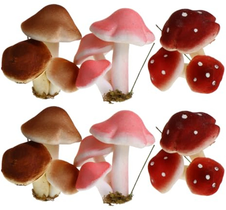 NOLITOY Künstliche Schaumpilze 6 Stück Miniatur Ornamente Für Mikrolandschaft Feengarten Schreibtischdekoration Und Modellbau 8.00 X 8.00 X 6.00 cm Für Garten Tisch Regal