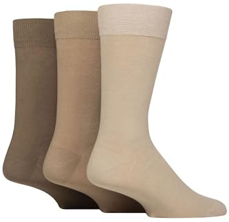 Glenmuir Men’s 3 Pair Endrick Cotton Trouser Socks – Soft, Breathable, Smart for Work & Formal Wear, Ribbed Top, Comfortable Everyday Fit, Size 7-11 Beige