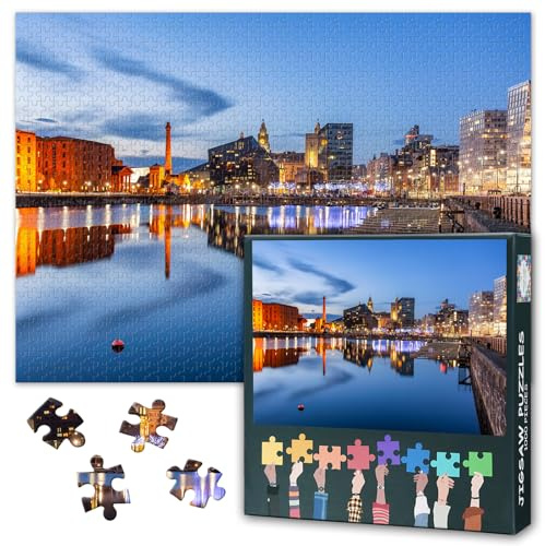 Liverpool Skyline Puzzles for Adults 1000 Pieces, Albert Dock Jigsaw Puzzles, Adult Puzzle for Adults, Educational Fun Games or Toys for Elders Friends 20X27 INCH
