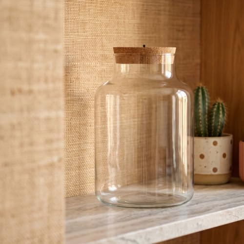 urbanjngl - Terrarium Fles 'Milky' mit LED-Beleuchtung - Geschlossenes Terrarium Ø 21 cm, Höhe 30 cm - Ideal für Pflanzen und Dekoration