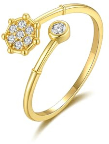 RDSGYZ Diamant Ring Gold 750 Damen, Verlobungsring Blume mit Diamant Offen Hochzeitsringe Eheringe Nickelfrei Größe 50 (15.9)