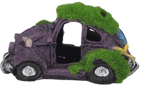 HEMOTON Aquarium Dekoration Auto Ruine aus Harz mit Moos Effekt 13,2x7,6x6,5cm Aquarium Zubehör für Dekorative Gestaltung