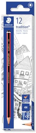 STAEDTLER 110-4H VE Bleistift tradition (erhöhte Bruchfestigkeit, Sechskantform, hohe Qualität, 12 Bleistifte tradition im Kartonetui, Härtegrad 4H)