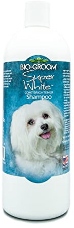 Bio-Groom - Super White Hundeshampoo - Für weißes und helles Fell - Aufhellendes Shampoo - Bis zu 255 Hundewäschen - Verleiht dem Fell Glanz - Mit Sojaprotein - 946 ml