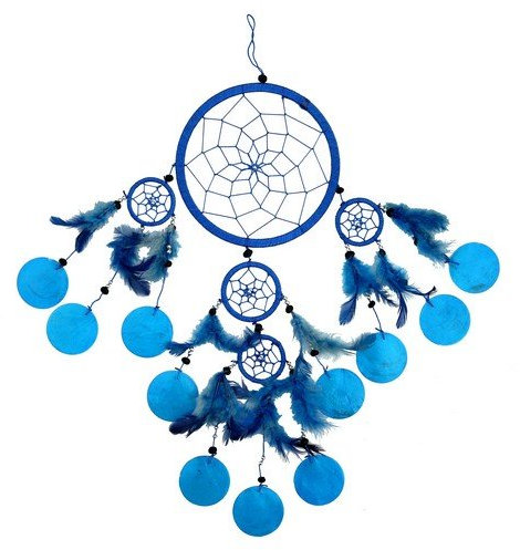 Traumfänger Dreamcatcher 16/45 cm Capisscheiben blau TF65